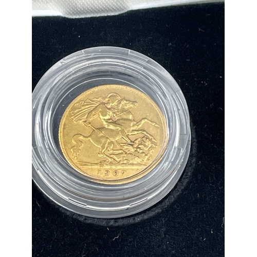 8 - 1907 22Ct George 6th Half Sovereign In Presentation Case