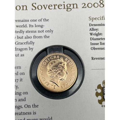 10 - Ltd Edition 2008 Unopened 22Ct Gold Full Sovereign