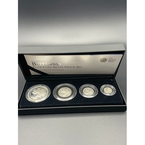 12 - Ltd Edition Britannia Four Coin Silver Proof Set With Certificate of Authenticity