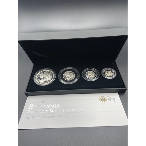 12 - Ltd Edition Britannia Four Coin Silver Proof Set With Certificate of Authenticity