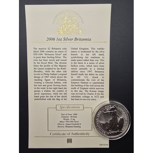 30 - Queen Elizabeth II 2006 1oz fine silver Britannia coin
Diameter 40mm
Weight 32.4g
958/1000 fine silv... 