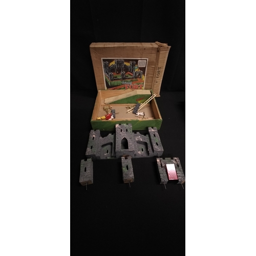 185 - Boxed Vintage Tri-ang wooden Fort