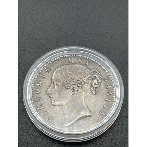 34 - 1845 Victoria young head Silver Crown VF