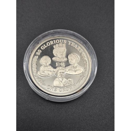 49 - Gibraltar one crown 80th Anniversary Birth of the queen Elizabeth  II, four portraits 2006 proof.