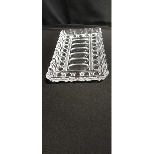 234 - small tray and 11 x Cut crystal napkin rings