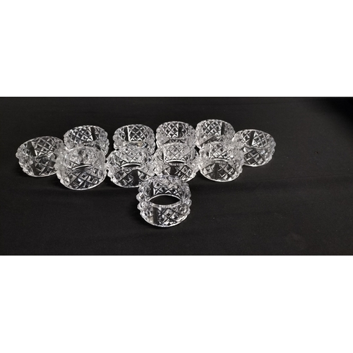 234 - small tray and 11 x Cut crystal napkin rings