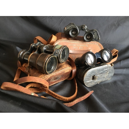 104 - 3 PAIRS OF VINTAGE WW2 MILITARY BINOCULARS WITH CASES