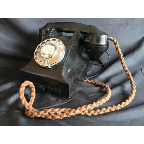 110 - ORIGINAL RAF BLACK WAR TELEPHONE FROM RAF DEBDEN 1940 WITH ORIGINAL MARKINGS