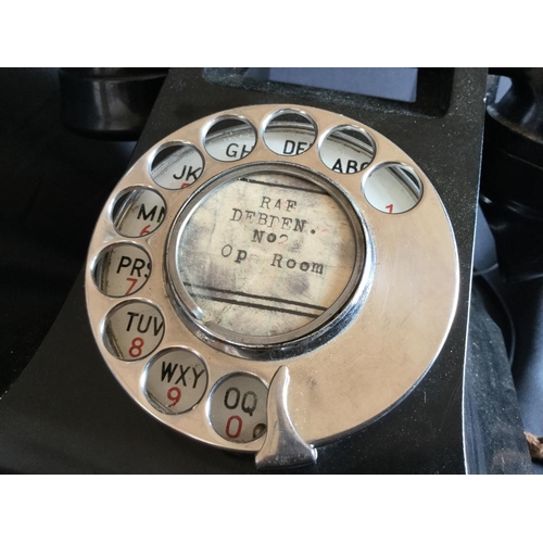 110 - ORIGINAL RAF BLACK WAR TELEPHONE FROM RAF DEBDEN 1940 WITH ORIGINAL MARKINGS