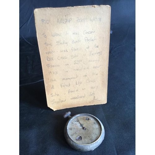 112 - 1930 R101 AIRSHIP CRASH SITE CREW MEMBERS POCKET WATCH WITH HISTORY  WHEN FOUND IN FRANCE