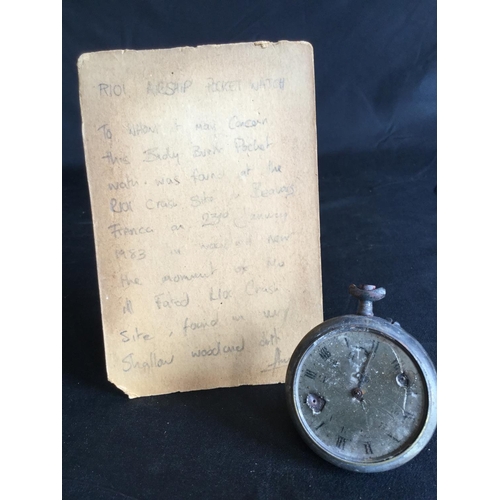 112 - 1930 R101 AIRSHIP CRASH SITE CREW MEMBERS POCKET WATCH WITH HISTORY  WHEN FOUND IN FRANCE