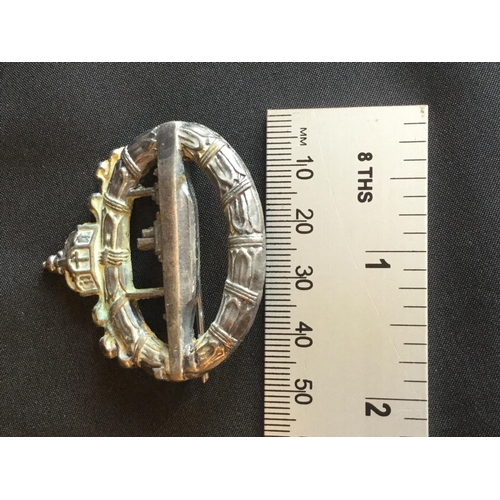 130 - WW1 IMPERIAL GERMAN U-BOAT SUBMARINE PATTERN BADGE WITH MAKERS MARKER ON REVERSE SIDE WITH ORIGINAL ... 