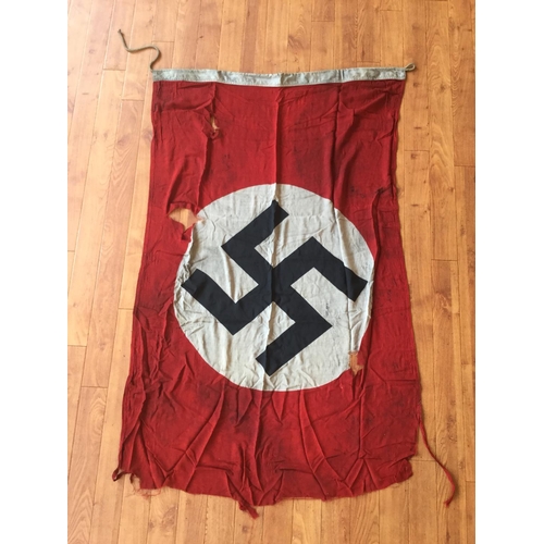 132 - RARE BATTLE DAMAGED WW2 GERMAN PANZER UNIT LINEN FLAG 57