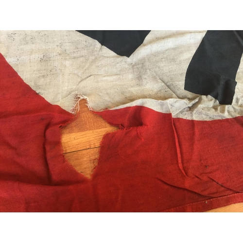 132 - RARE BATTLE DAMAGED WW2 GERMAN PANZER UNIT LINEN FLAG 57