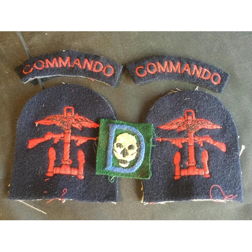 147 - RARE SET OF 5 WW2 D-DAY PATTERN D TROOP COMMANDO UNIT CLOTH PATCHES