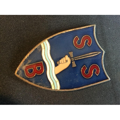 155 - SBS SPECIAL BOAT SERVICE WW2 PATTERN METAL BERET BADGE, REVERSE SIDE LACKS LUGS, SHOWS SIGNS OF BEIN... 