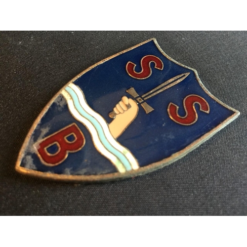155 - SBS SPECIAL BOAT SERVICE WW2 PATTERN METAL BERET BADGE, REVERSE SIDE LACKS LUGS, SHOWS SIGNS OF BEIN... 