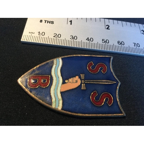 155 - SBS SPECIAL BOAT SERVICE WW2 PATTERN METAL BERET BADGE, REVERSE SIDE LACKS LUGS, SHOWS SIGNS OF BEIN... 