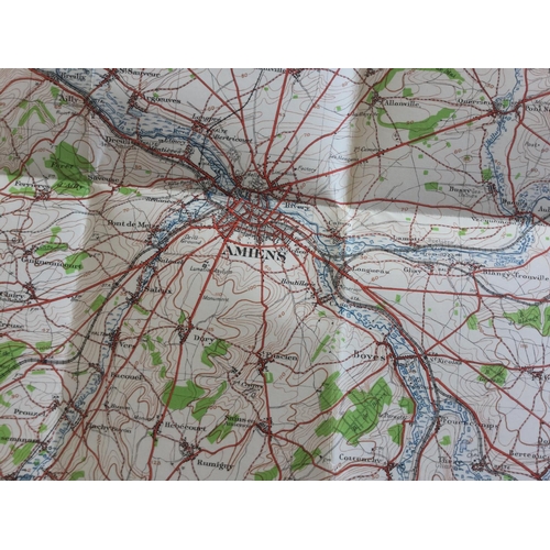 16 - WW1 ORIGINAL THE SOMME TRENCH MAP DATED 1915 ON THE SOMME VALLEY AMIENS ETC. LINEN BACK.