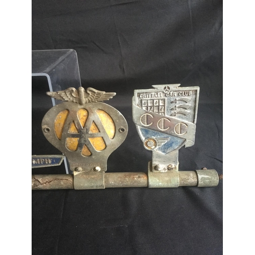 186 - A BAR OF MOTOR CLUB BADGES TO INC 20TH TACTICAL FIGHTER WING WSAF, BRANDS HATCH ETC