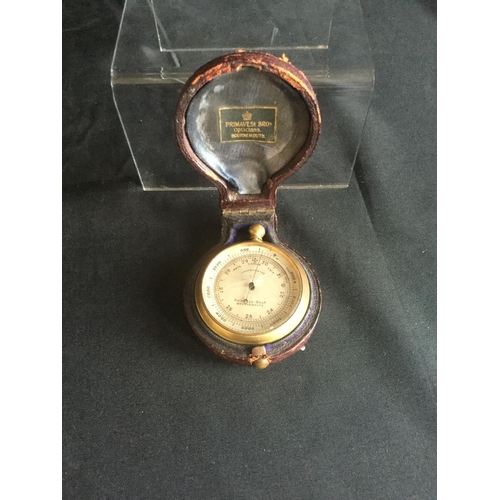 189 - A CASED 19TH CENTURY POCKET BAROMETER