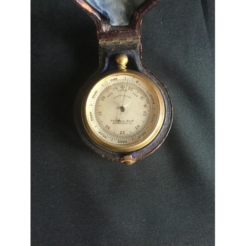 189 - A CASED 19TH CENTURY POCKET BAROMETER