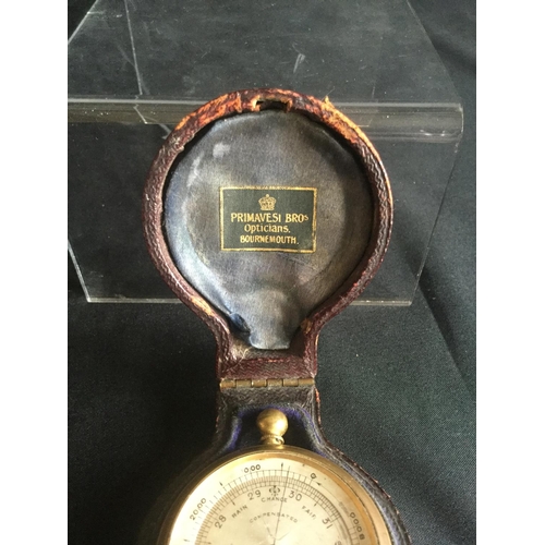 189 - A CASED 19TH CENTURY POCKET BAROMETER