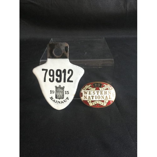 192 - TWO EARLY 20TH CENTURY ENAMEL BUS SERVICES BADGES