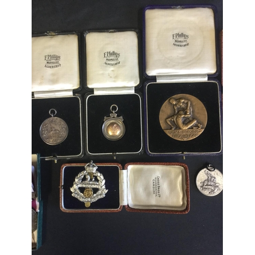 195 - A QUANTITY OF ARMY BOXING ASSOCIATION MEDALS WON BY SGT.W.HEAD TO INCLUDE SILVER EXAMPLE