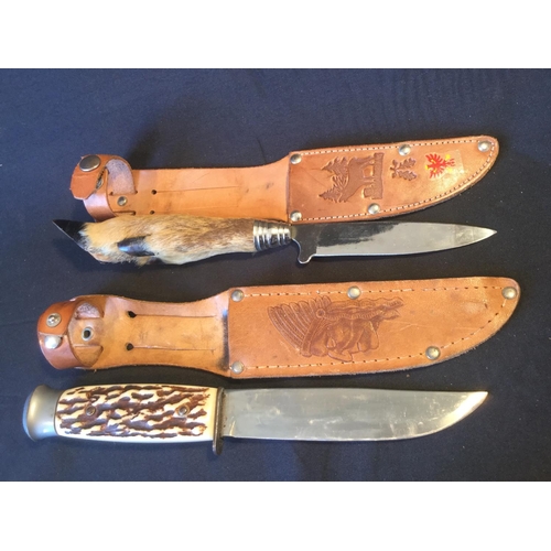 200 - PAIR OF GERMAN VINTAGE / ANTIQUE HUNTING KNIVES (SOLINGEN & ROSTFREI)