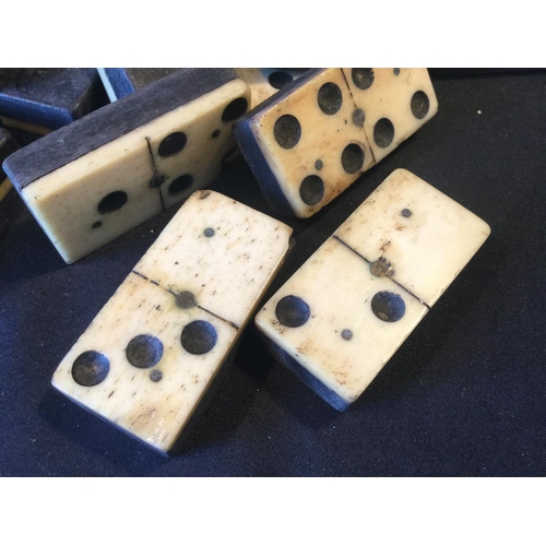 203 - BOER WAR ERA VICTORIAN BONE FRONTED DOMINO SET