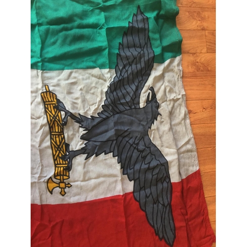 23 - LARGE RARE WW2 1944 DATED ITALIAN MUSSOLINI FASCIST LINEN INFANTRY UNIT FLAG, 58 INCHES LONG