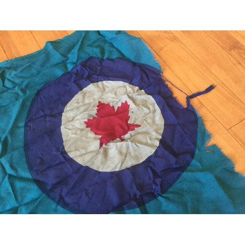 36 - WIND TORN WW2 1943 DATED SMALL RCAF CANADIAN RAF FLAG 33CM LONG