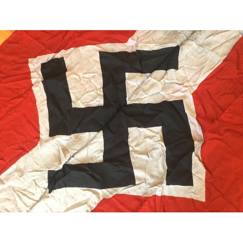 4 - RARE WW2  HITLER YOUTH GERMAN 1939 LARGE LINEN FLAG WITH FAINT STAMPS IN LEADING EDGE. 56