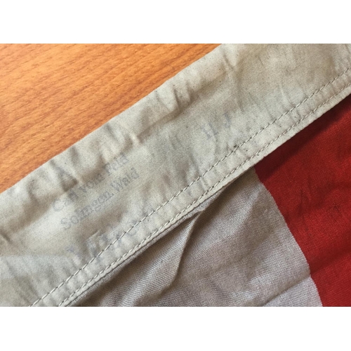 4 - RARE WW2  HITLER YOUTH GERMAN 1939 LARGE LINEN FLAG WITH FAINT STAMPS IN LEADING EDGE. 56