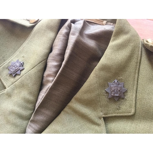 47 - ORIGINAL TWO PART WW2 EAST SURREY OFFICERS UNIFORM AND TROUSERS