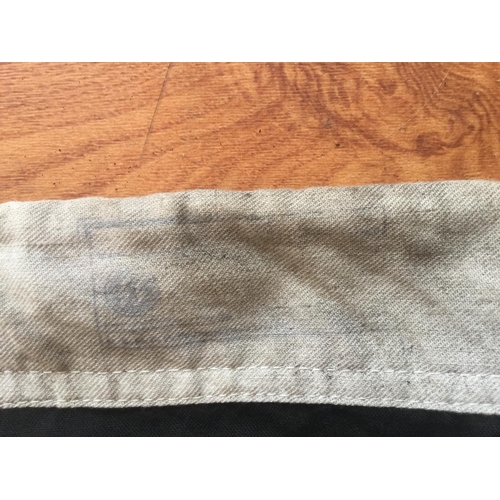 6 - SCARCE GERMAN PATTERN WW2 SS COMMANDERS LINEN FLAG DATED WITH VARIOUS MARKINGS ON LEADING EDGE