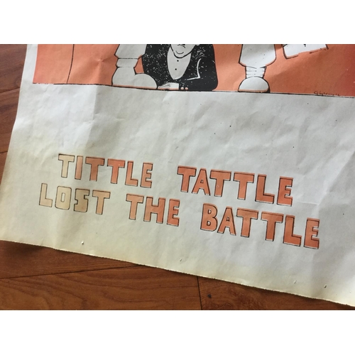 66 - RARE ORIGINAL WW2 TITTLE-TATTLE LIST THE BATTLE CARELESS TALK HOME FRONT POSTER