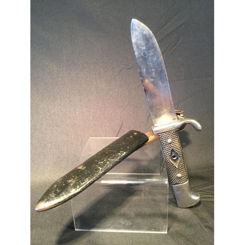 67 - ORIGINAL WW2 HITLER YOUTH GERMAN DAGGER WITH SCABBARD AND ETCHED BLADE