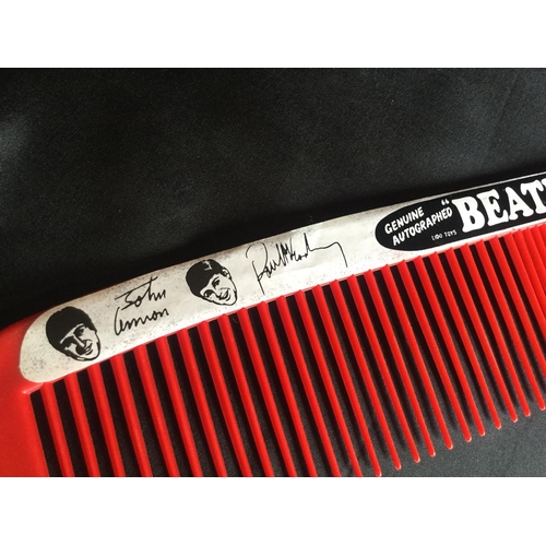 73 - 12 INCH LONG JUMBO SIZED NOVELTY THE BEATLES AUTOGRAPHED COMB