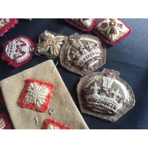 85 - LARGE COLLECTION OF ORIGINAL WW2 BRITISH OFFICER UNIFORM BADGE PATCH PIPS