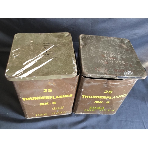 95 - 2 VINTAGE BRITISH ARMY WW2 ERA THUNDER FLASH TINS