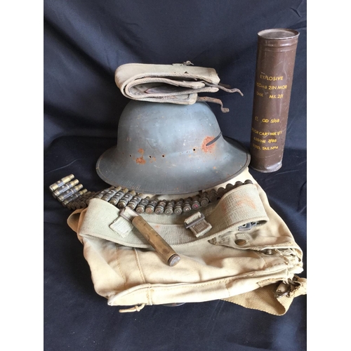 98 - OLD ORIGINAL WW2 HELMET WEBBING 1942 DATED ETC.