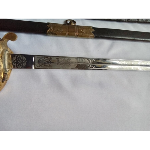 120 - Royal Navy Military sword to R.F.Bird by Gieves