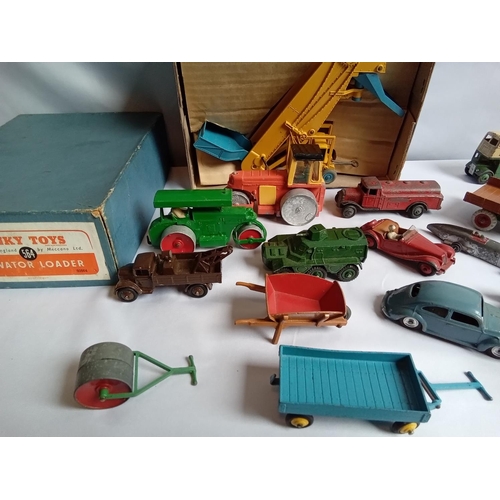 178 - Collection of Dinky die cast vehicles. 564 Elevator Loader (Mint). 17 other play worn items