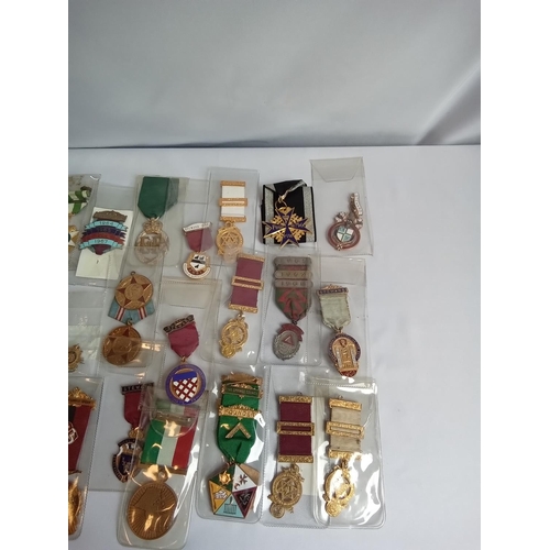 199 - Large collection of masonic badges and medals