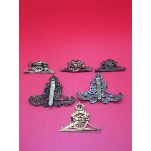 30 - 6 x military badges Royal artillery