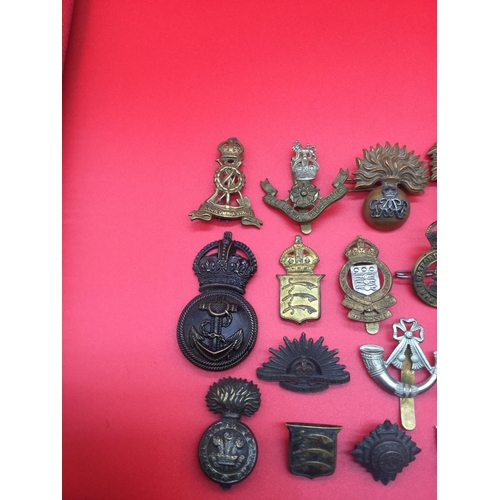 34 - Collection of 21 military cap badges and collar badges