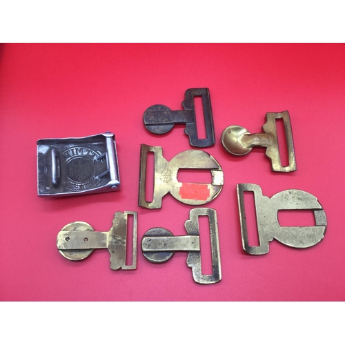 45 - Collection of various military belt buckle pieces