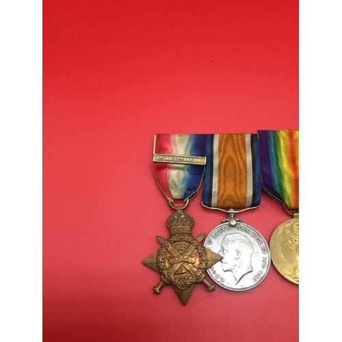 50 - WW1 1914 Trio of medals with ribbons, and Faithful service medal. 9317 Pte. C Earnshaw 2/Royal Berks... 